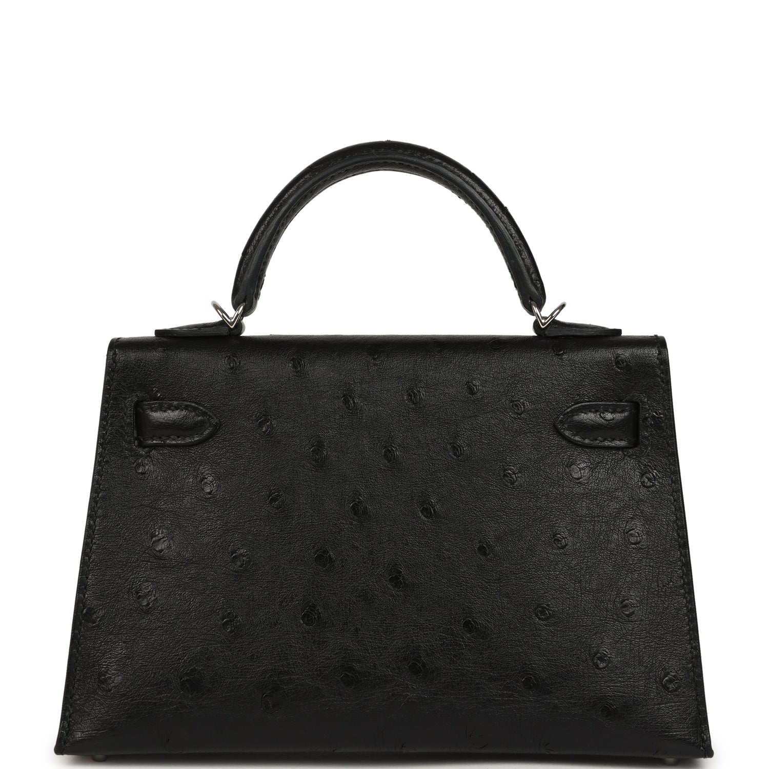 Hermes Kelly Sellier 20 Black Ostrich Palladium Hardware