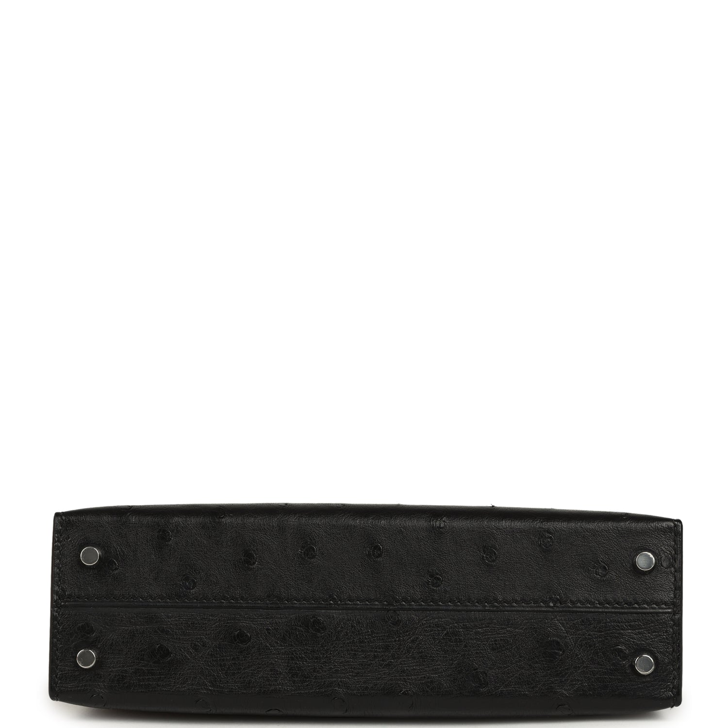 Hermes Kelly Sellier 20 Black Ostrich Palladium Hardware