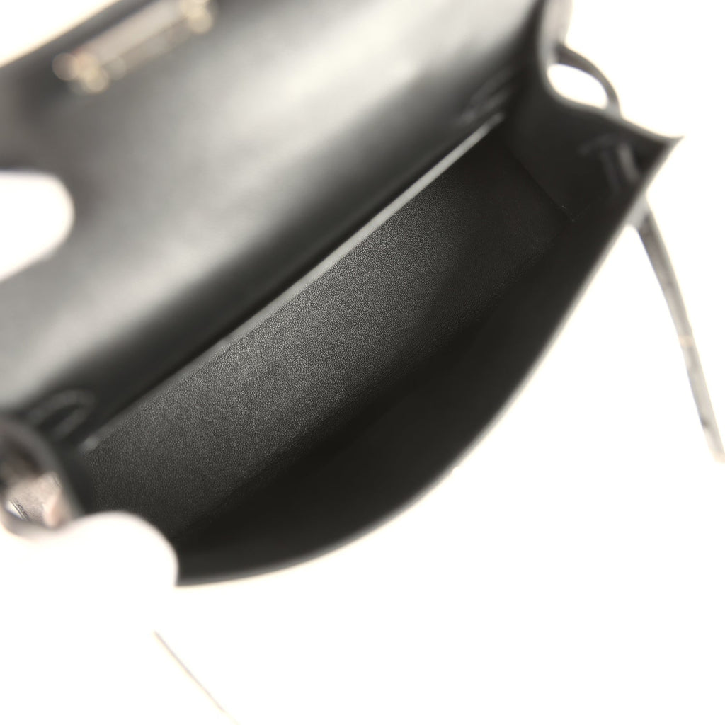 Hermes Kelly Sellier 20 Black Ostrich Palladium Hardware
