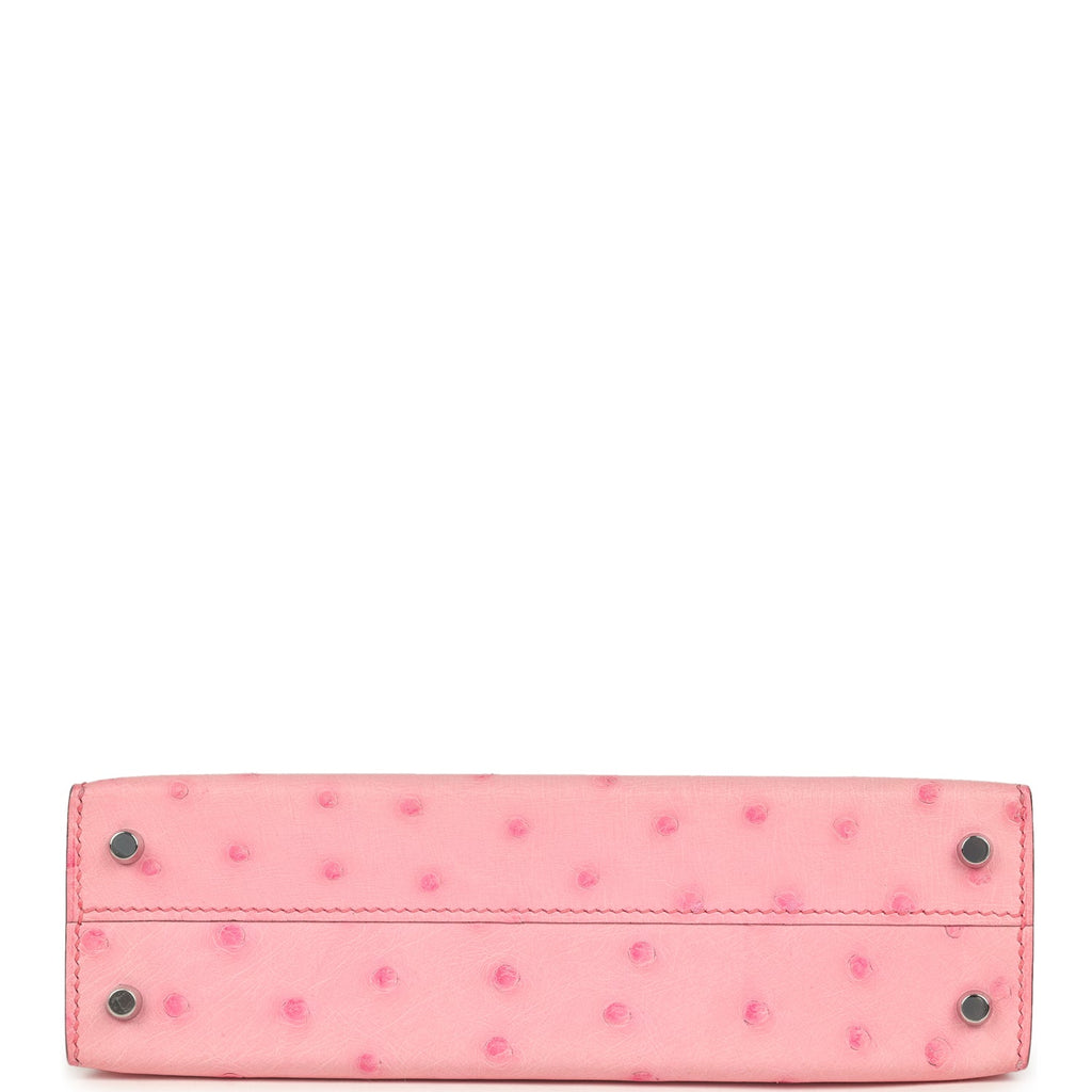 Hermes Kelly Sellier 20 Bubblegum Ostrich Boreal Palladium Hardware