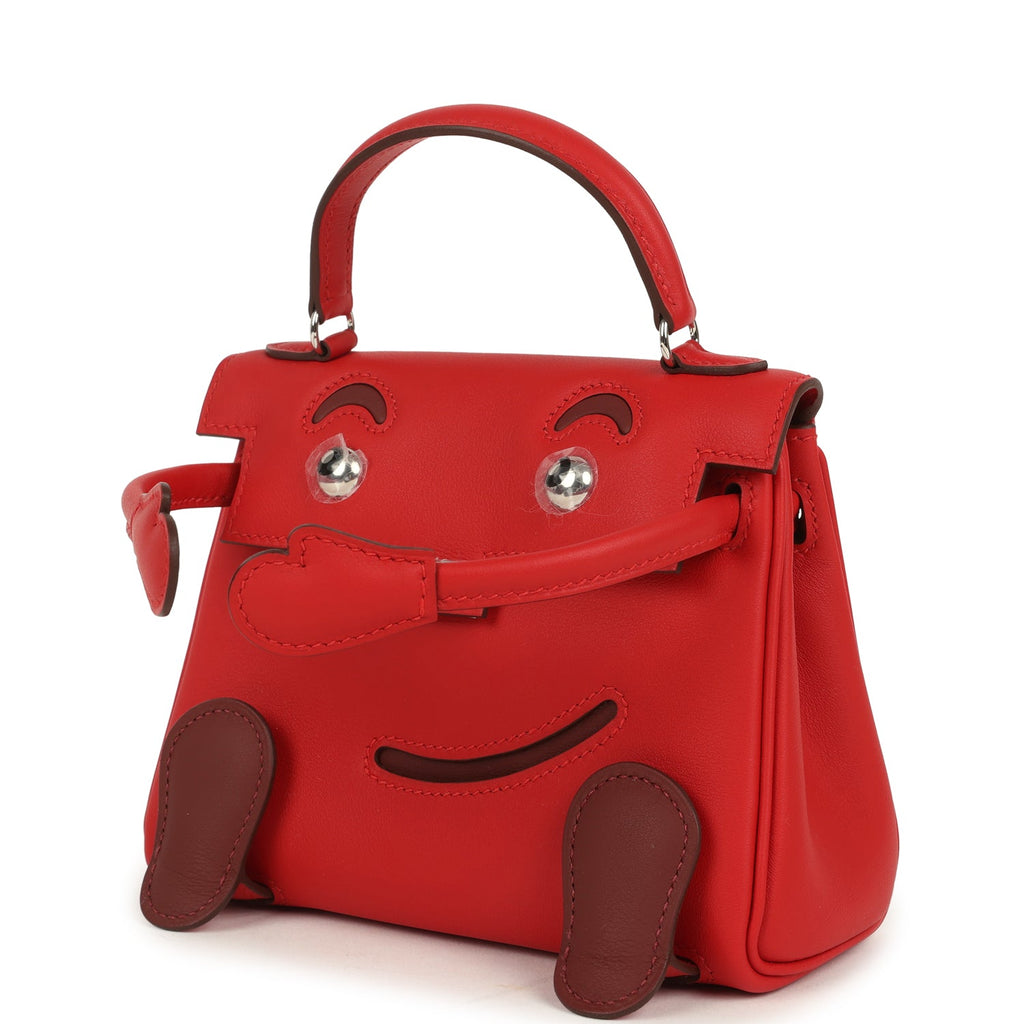 Hermes "Quelle Idolle" Kelly Doll Rouge Radieux and Rouge H Swift Palladium Hardware