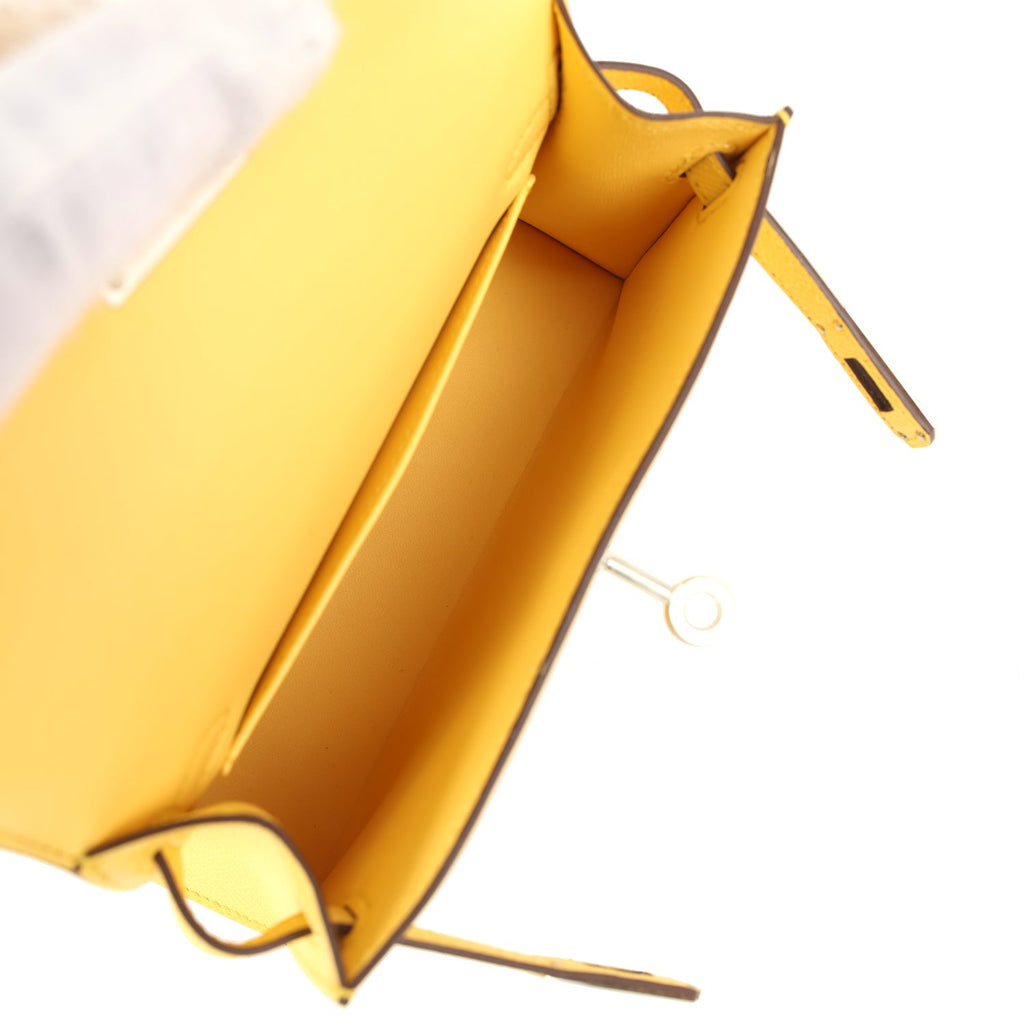 Hermes Kelly Sellier 20 Jaune Mango Epsom Palladium Hardware