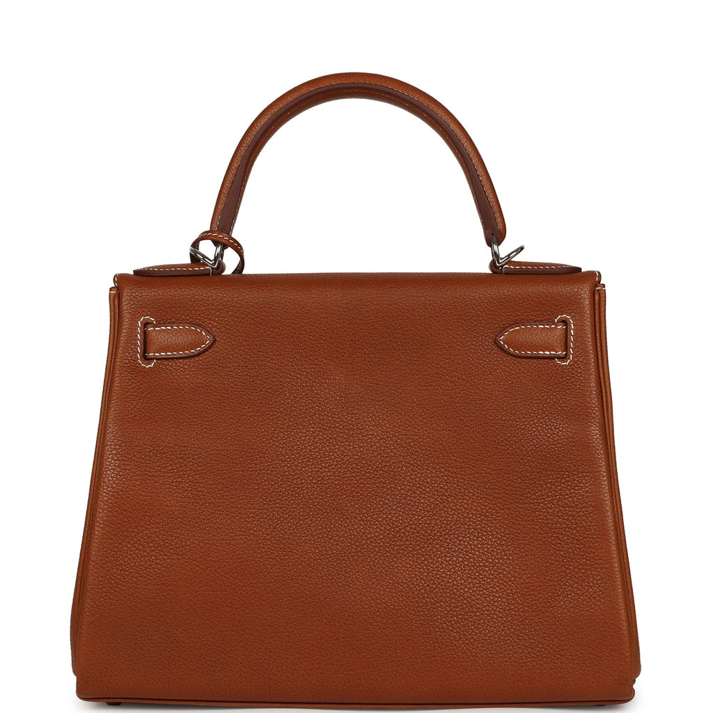 Hermes Kelly Retourne 28 Fauve Barenia Faubourg Palladium Hardware
