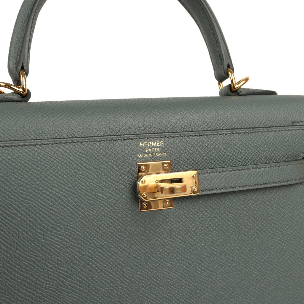 Hermes Kelly Sellier 25 Vert Amande Epsom Gold Hardware