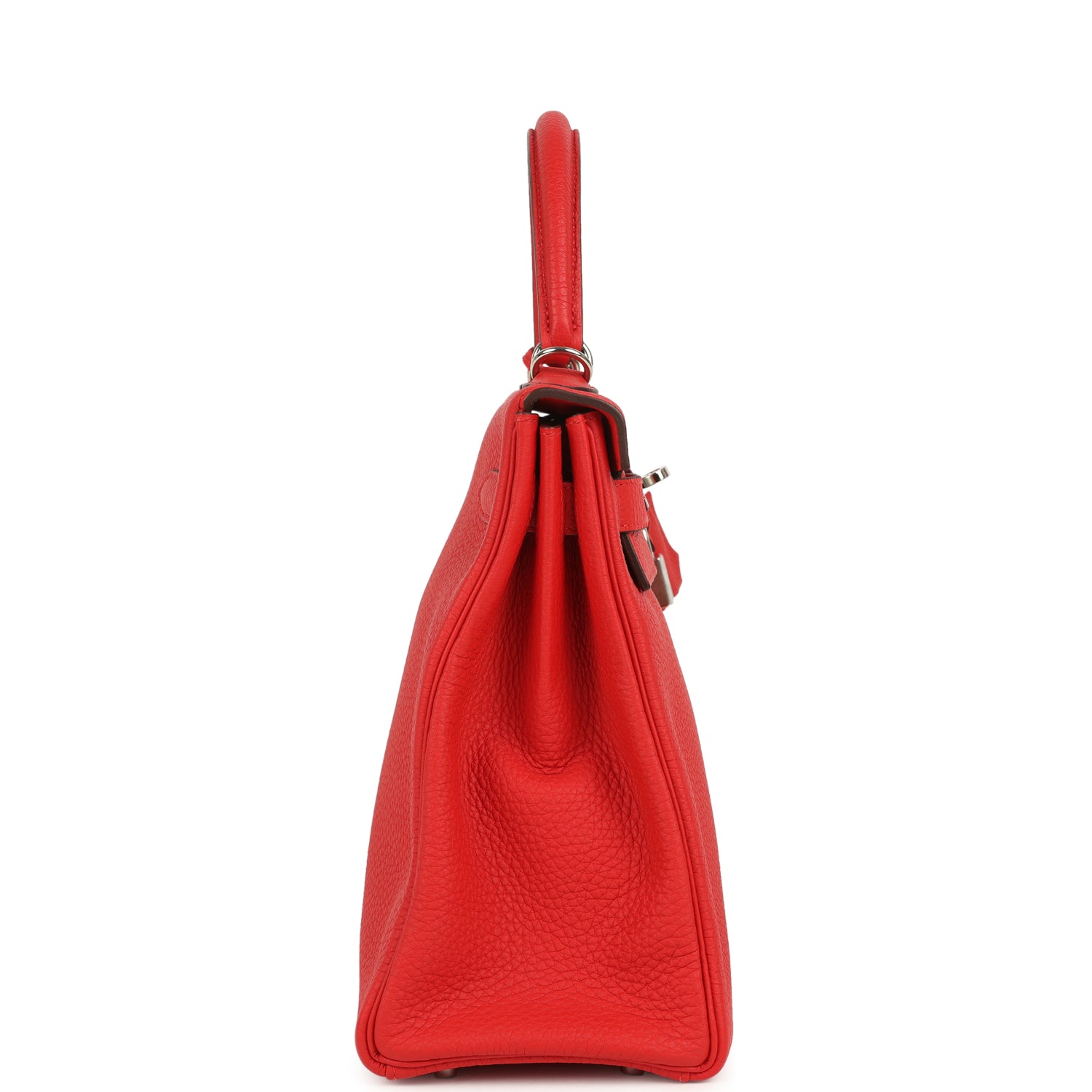 Pre-owned Hermes Kelly Retourne 32 Rouge De Couer Togo Palladium Hardware