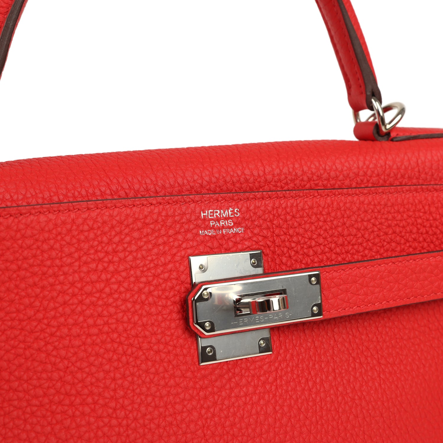 Pre-owned Hermes Kelly Retourne 32 Rouge De Couer Togo Palladium Hardware