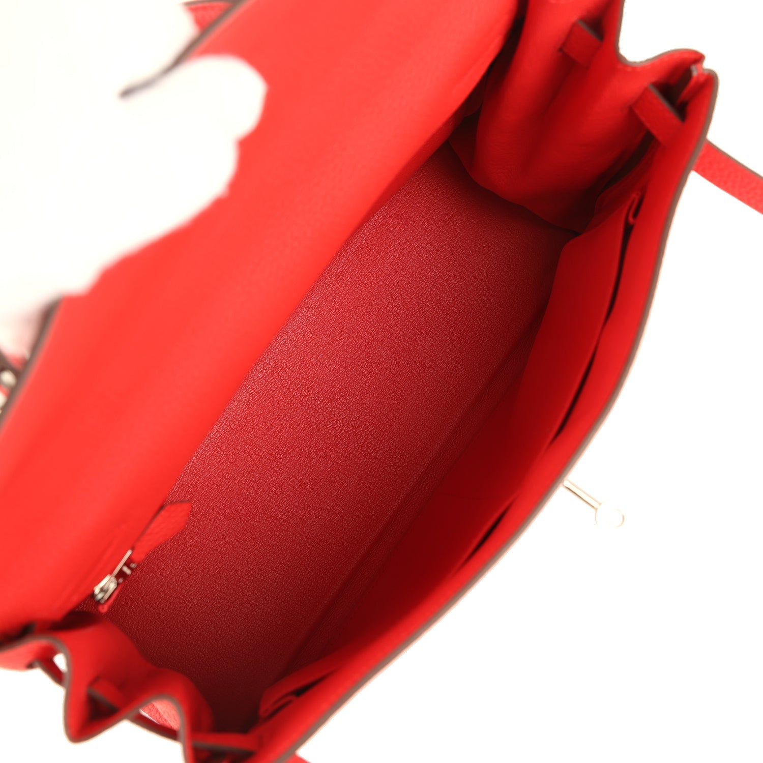 Pre-owned Hermes Kelly Retourne 32 Rouge De Couer Togo Palladium Hardware