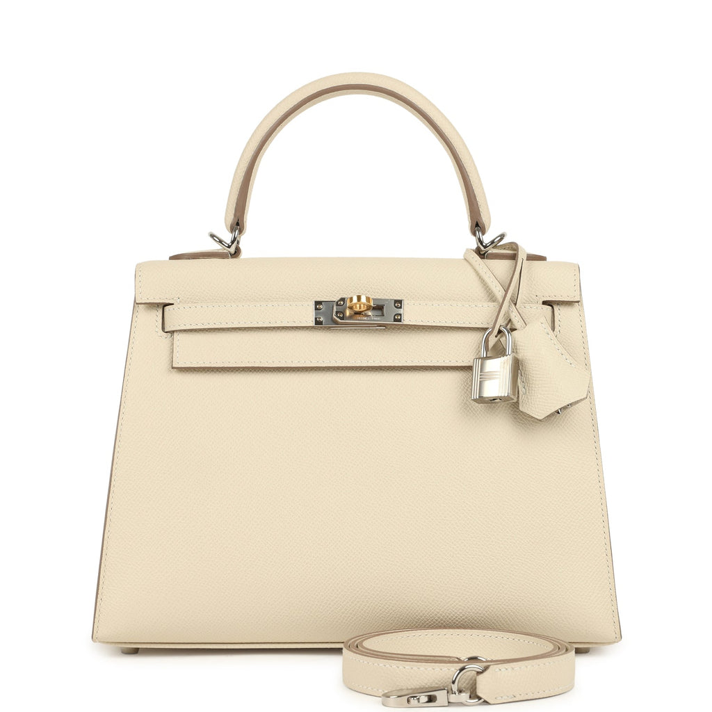 Hermes Kelly Sellier 25 Craie Epsom Electrum Hardware