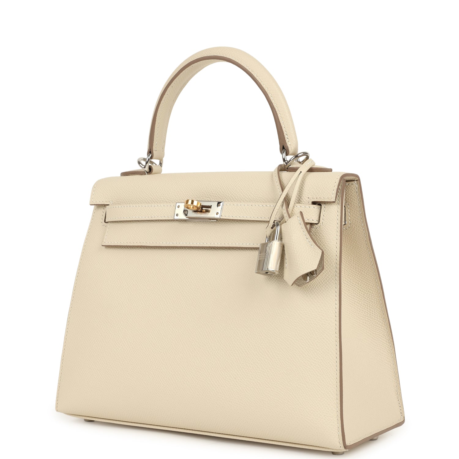 Hermes Kelly Sellier 25 Craie Epsom Electrum Hardware
