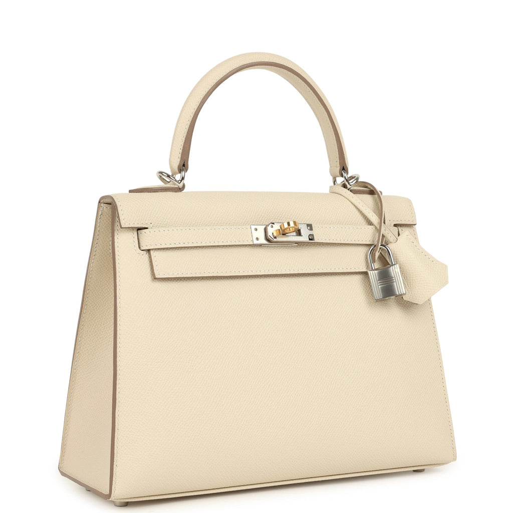 Hermes Kelly Sellier 25 Craie Epsom Electrum Hardware