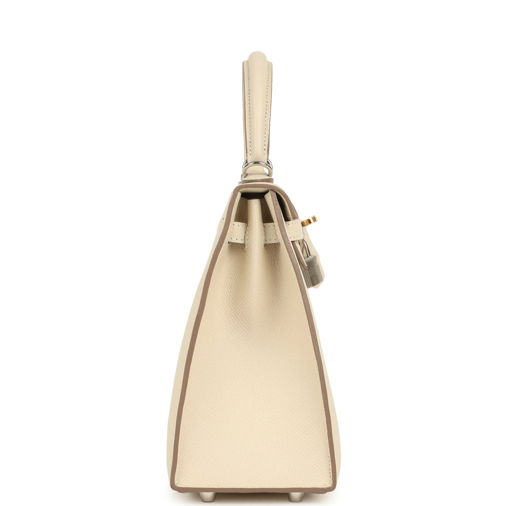 Hermes Kelly Sellier 25 Craie Epsom Electrum Hardware