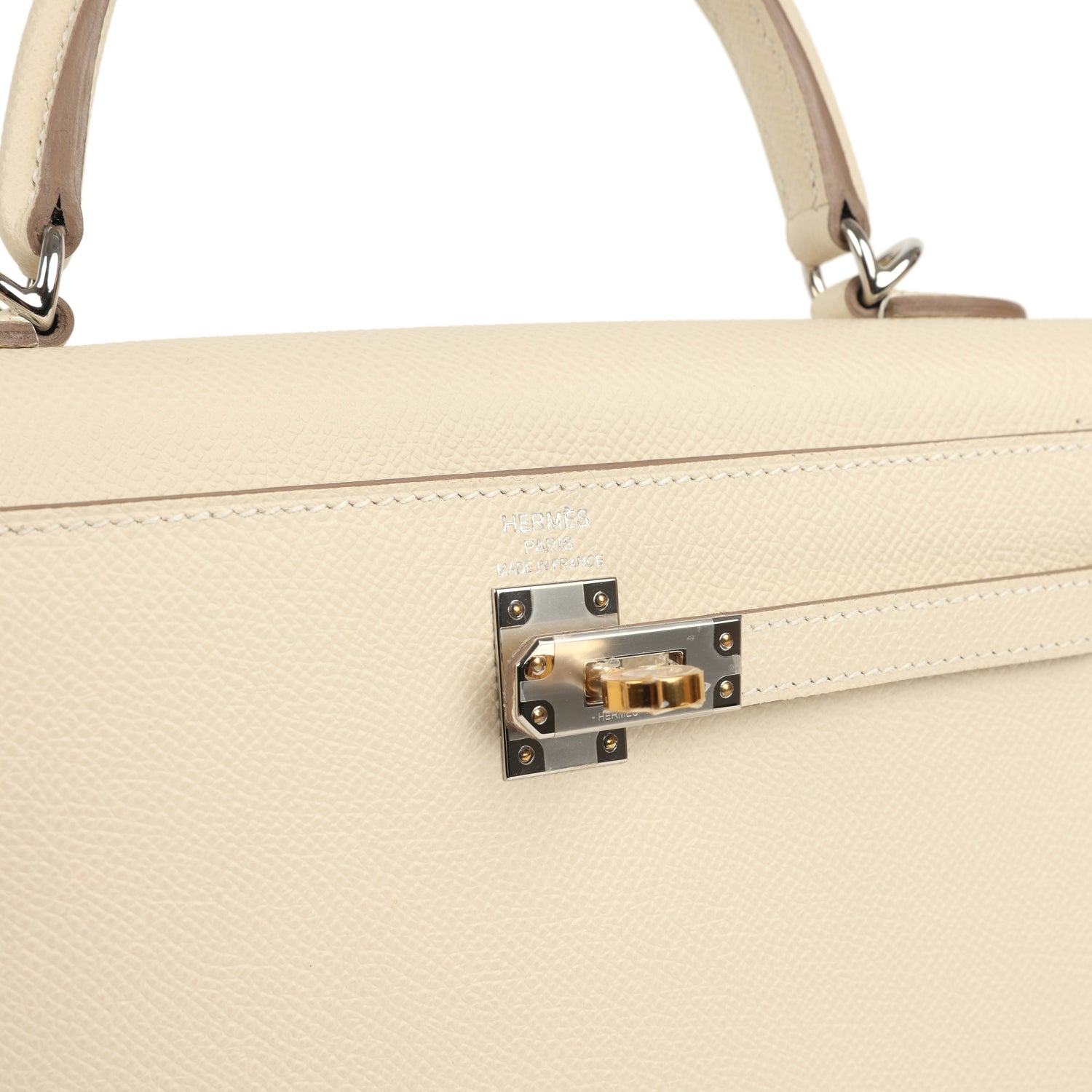 Hermes Kelly Sellier 25 Craie Epsom Electrum Hardware