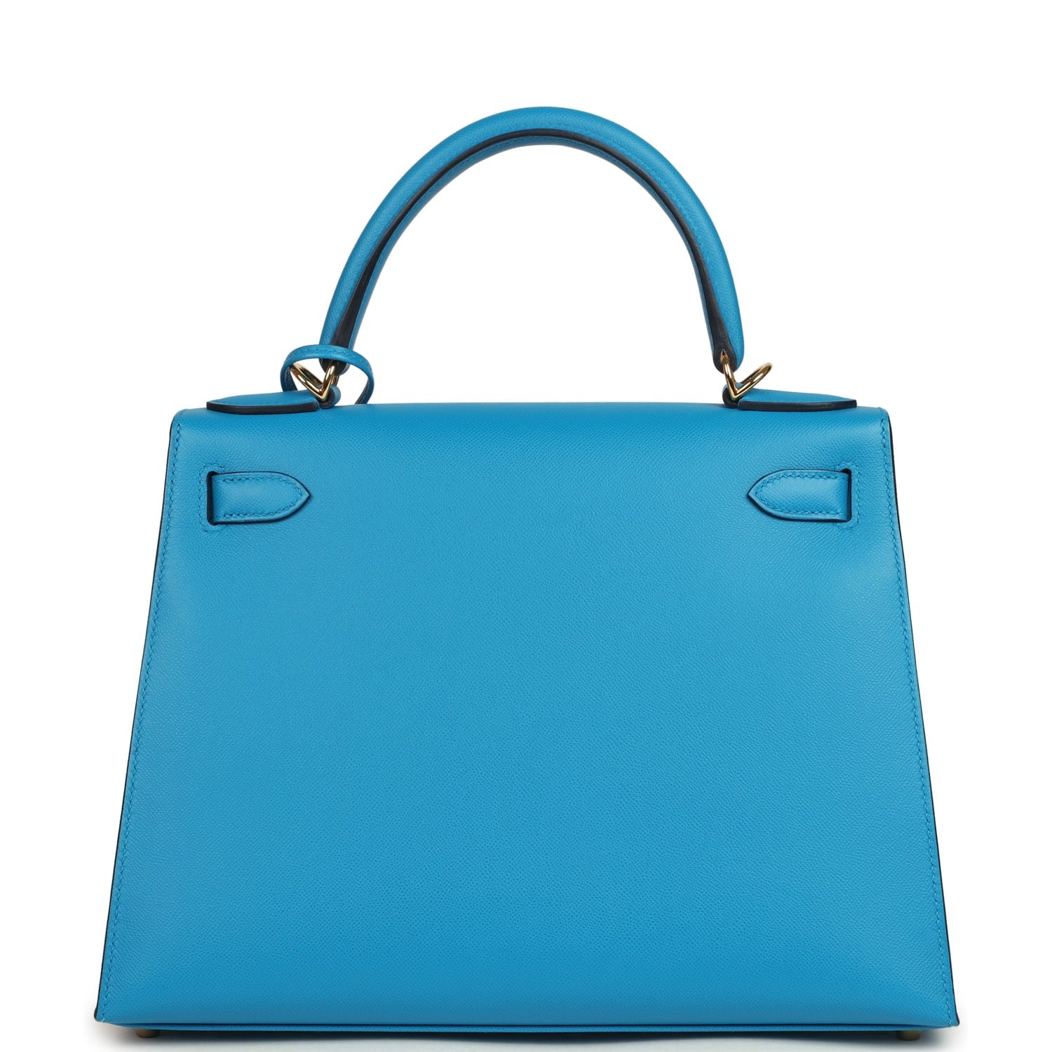 Pre-owned Hermes Kelly Sellier 28 Bleu Frida Madame Gold Hardware