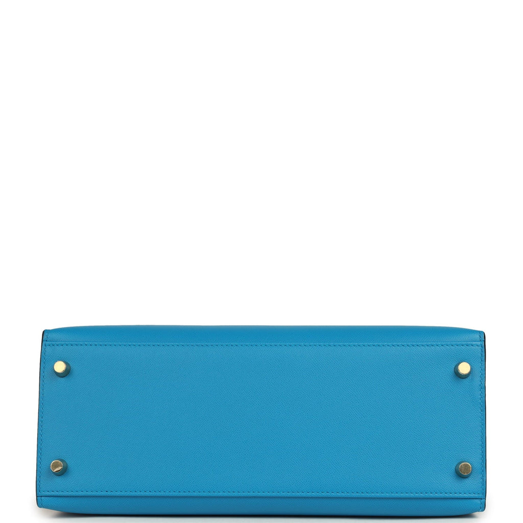 New Hermes Kelly Sellier 28 Bleu Frida Madame Gold Hardware