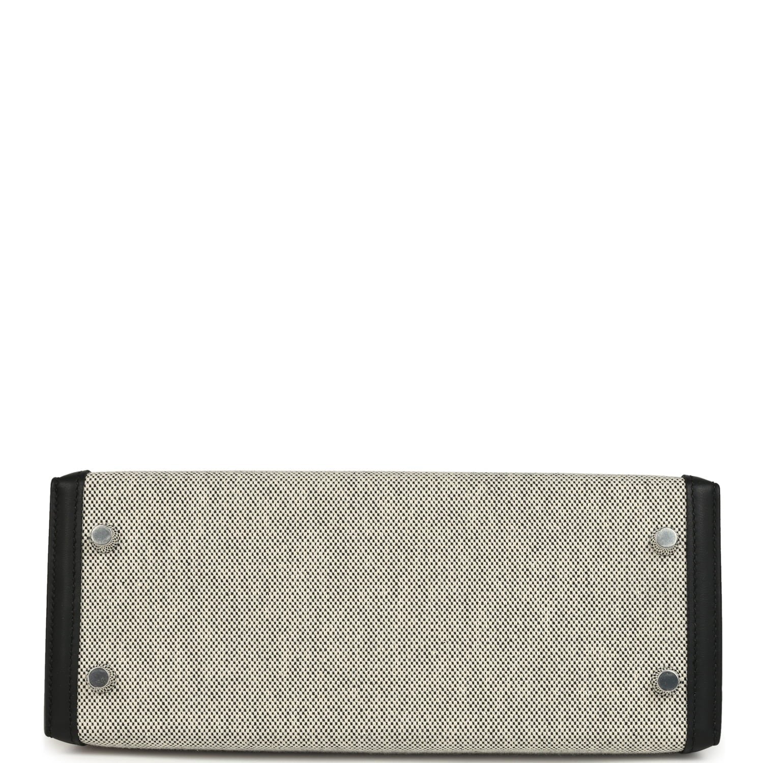 Hermes Kelly Sellier 25 Ecru & Black Toile H Canvas and Black Swift Palladium Hardware