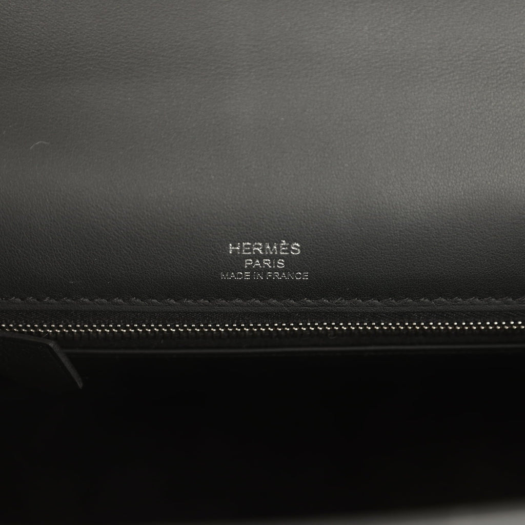 Hermes Kelly Sellier 25 Ecru & Black Toile H Canvas and Black Swift Palladium Hardware