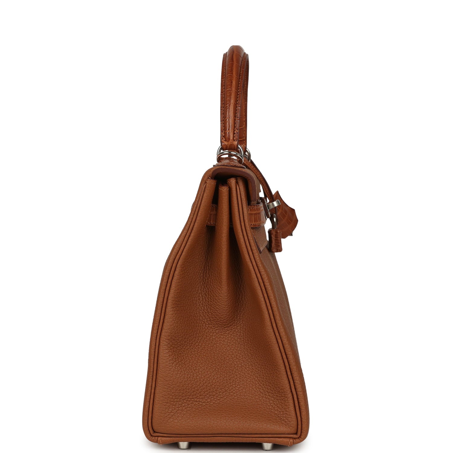Hermes Kelly Retourne 28 Gold Togo and Matte Porosus Crocodile Touch Palladium Hardware