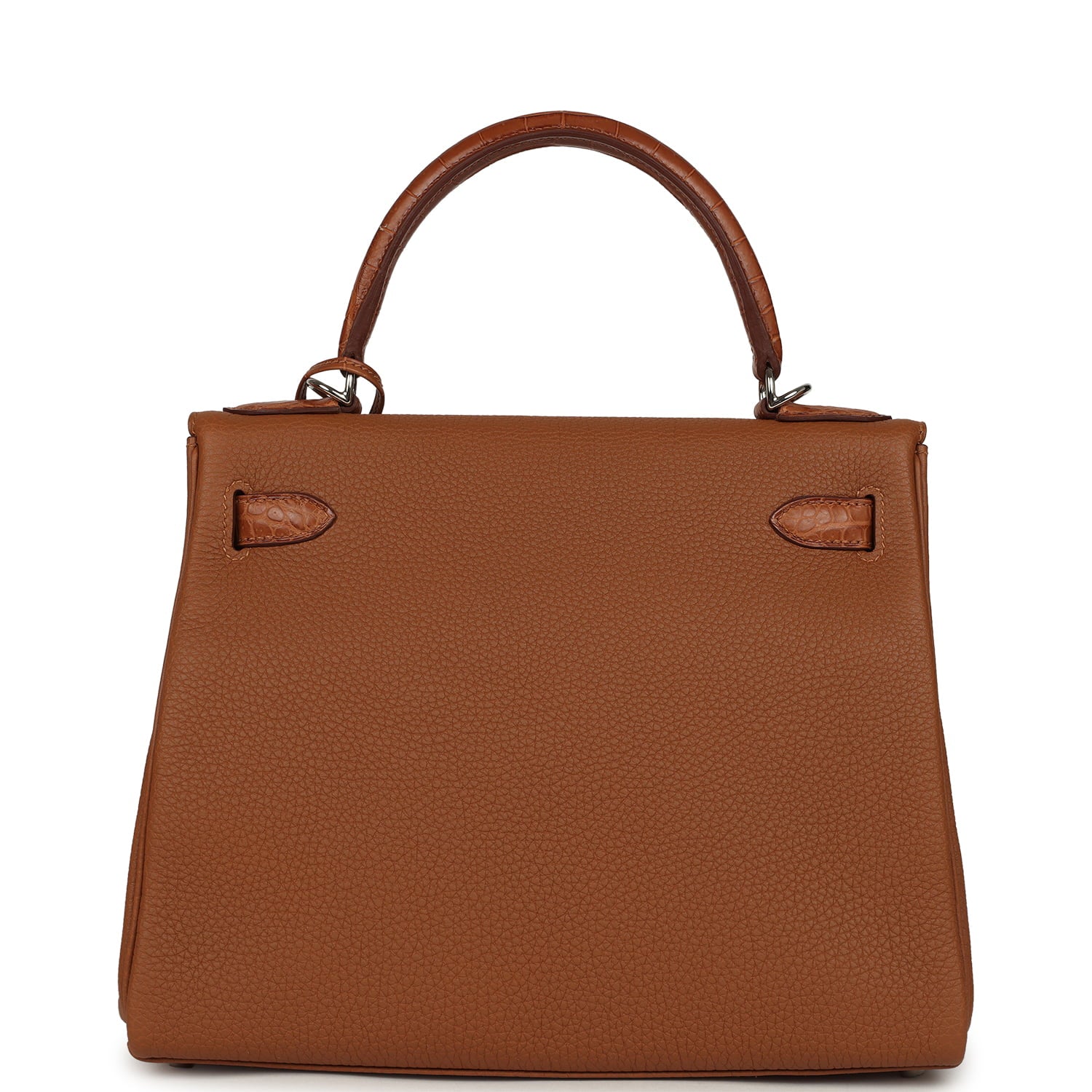 Hermes Kelly Retourne 28 Gold Togo and Matte Porosus Crocodile Touch Palladium Hardware