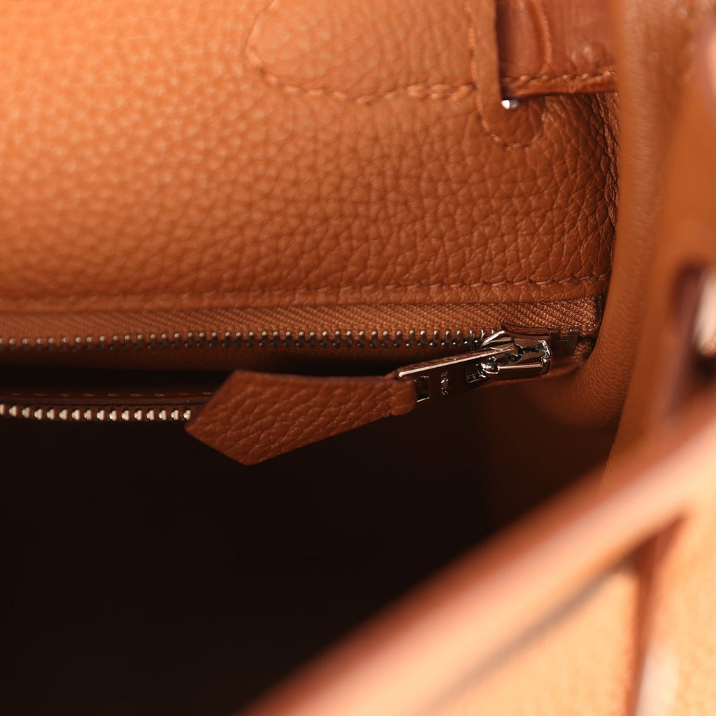 Hermes Kelly Retourne 28 Gold Togo and Matte Porosus Crocodile Touch Palladium Hardware