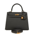 Hermes Kelly Sellier 25 Graphite Epsom Gold Hardware