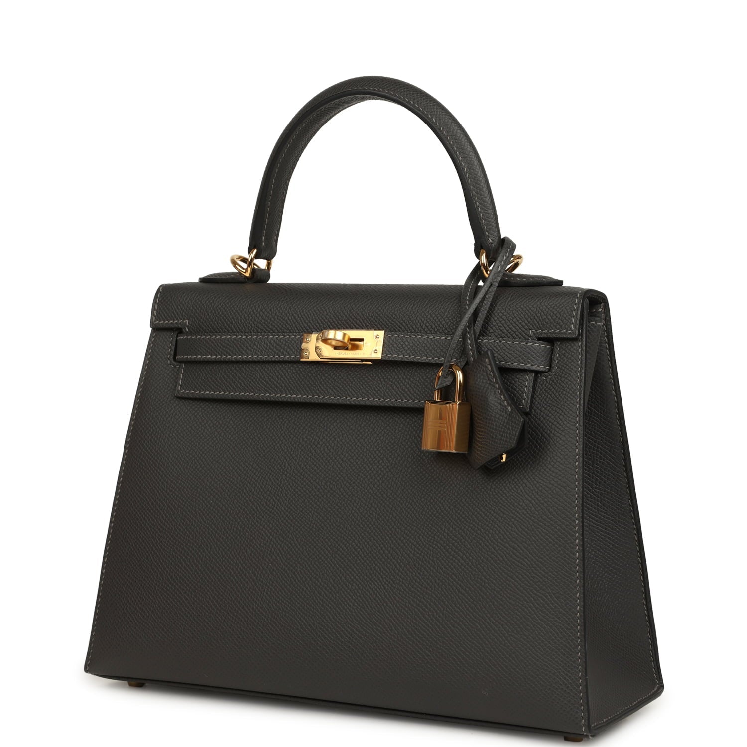 Hermes Kelly Sellier 25 Graphite Epsom Gold Hardware