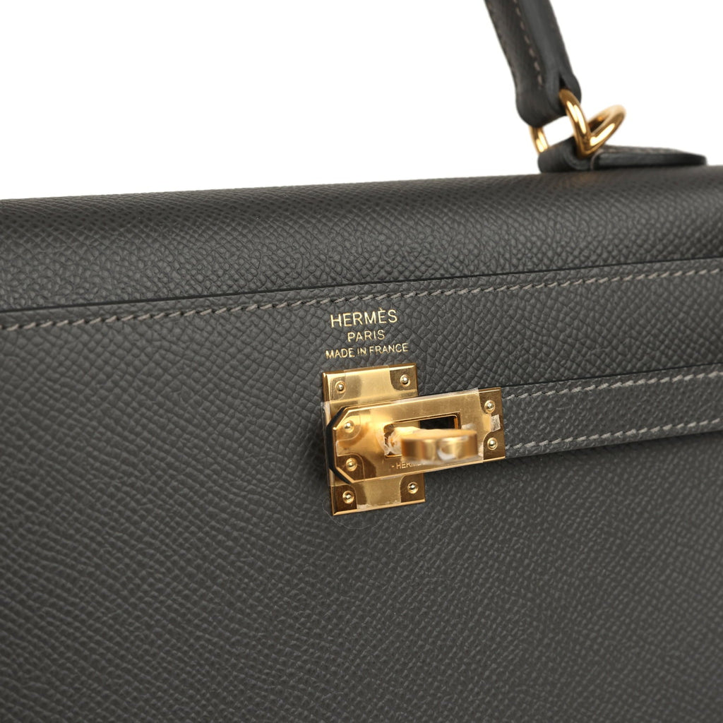 Hermes Kelly Sellier 25 Graphite Epsom Gold Hardware