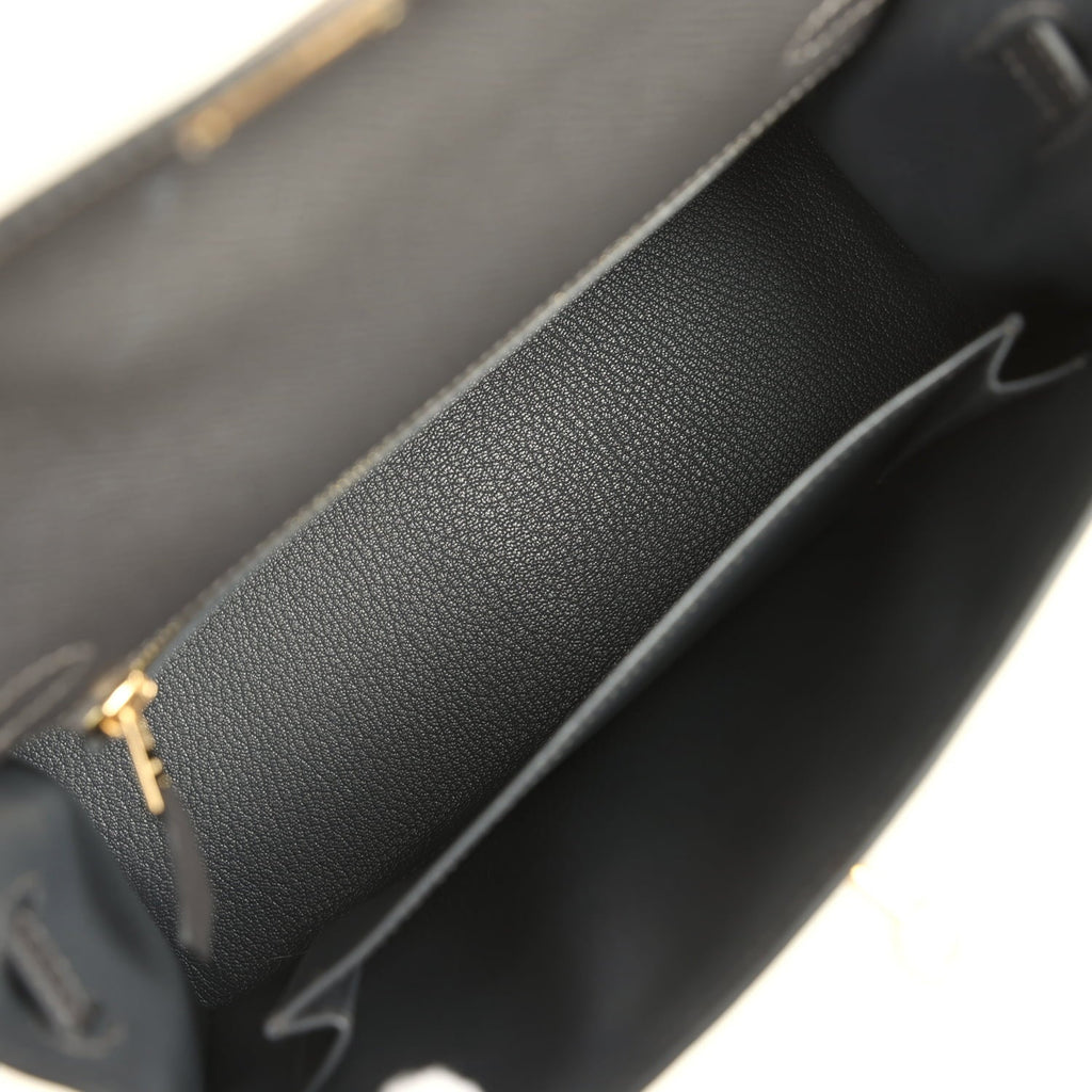 Hermes Kelly Sellier 25 Graphite Epsom Gold Hardware