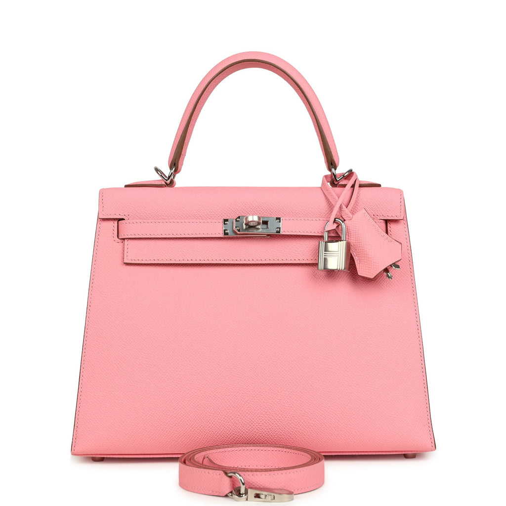 Hermes Kelly Sellier 25 Rose Confetti Epsom Palladium Hardware