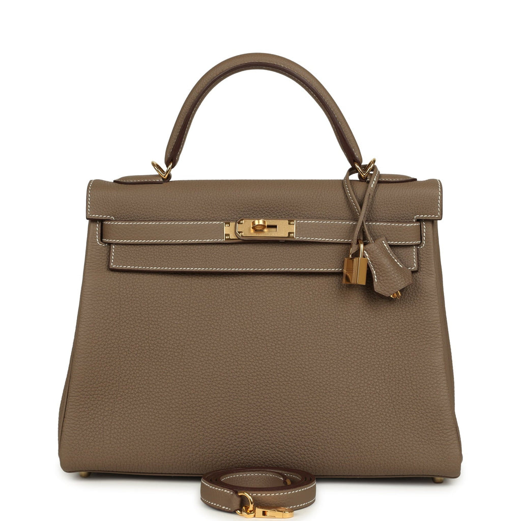 Hermes Kelly Retourne 32 Etoupe Togo Gold Hardware