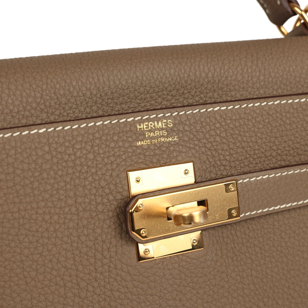 Hermes Kelly Retourne 32 Etoupe Togo Gold Hardware