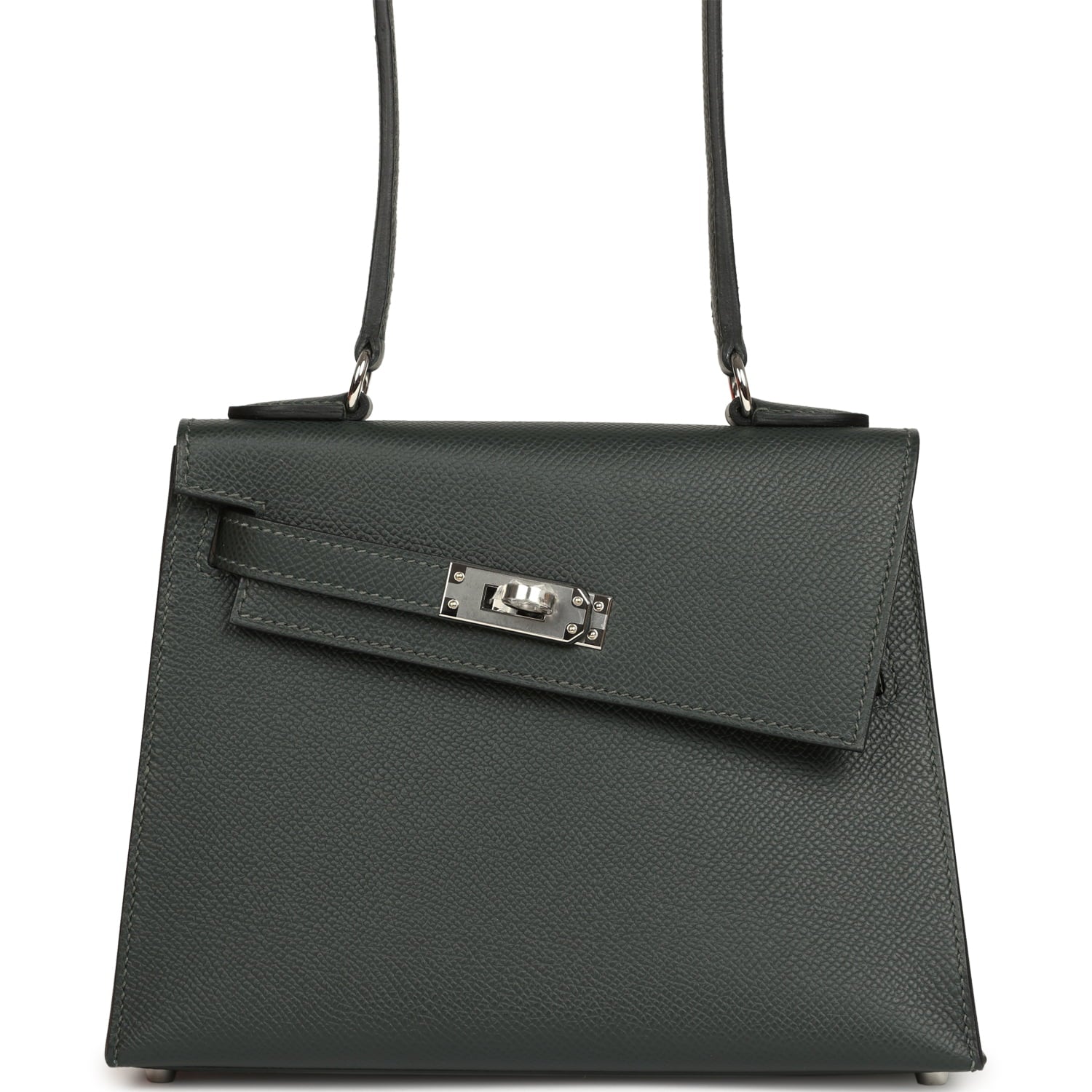 Hermes Kelly Sellier En Desordre 20 Vert Fonce Epsom Palladium Hardware