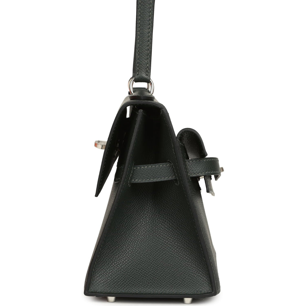 Hermes Kelly Sellier En Desordre 20 Vert Fonce Epsom Palladium Hardware