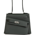 Hermes Kelly Sellier En Desordre 20 Vert Fonce Epsom Palladium Hardware