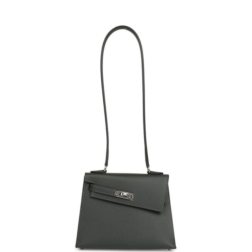 Hermes Kelly Sellier En Desordre 20 Vert Fonce Epsom Palladium Hardware