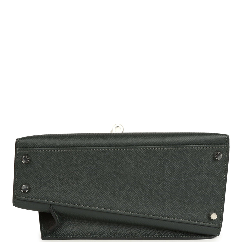 Hermes Kelly Sellier En Desordre 20 Vert Fonce Epsom Palladium Hardware