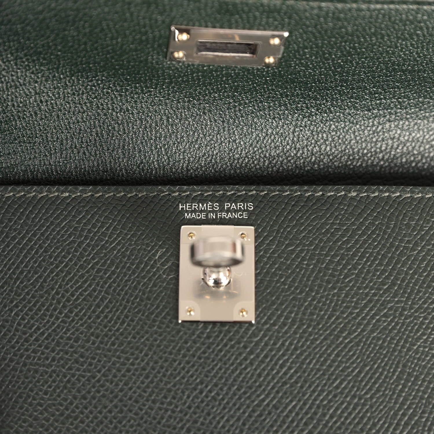 Hermes Kelly Sellier En Desordre 20 Vert Fonce Epsom Palladium Hardware