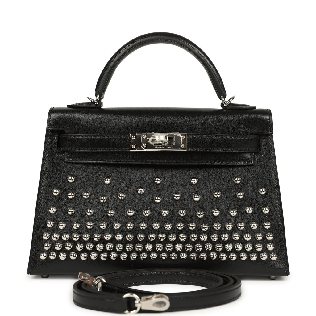Hermes Kelly Sellier 20 Clouté Black Box Palladium Hardware