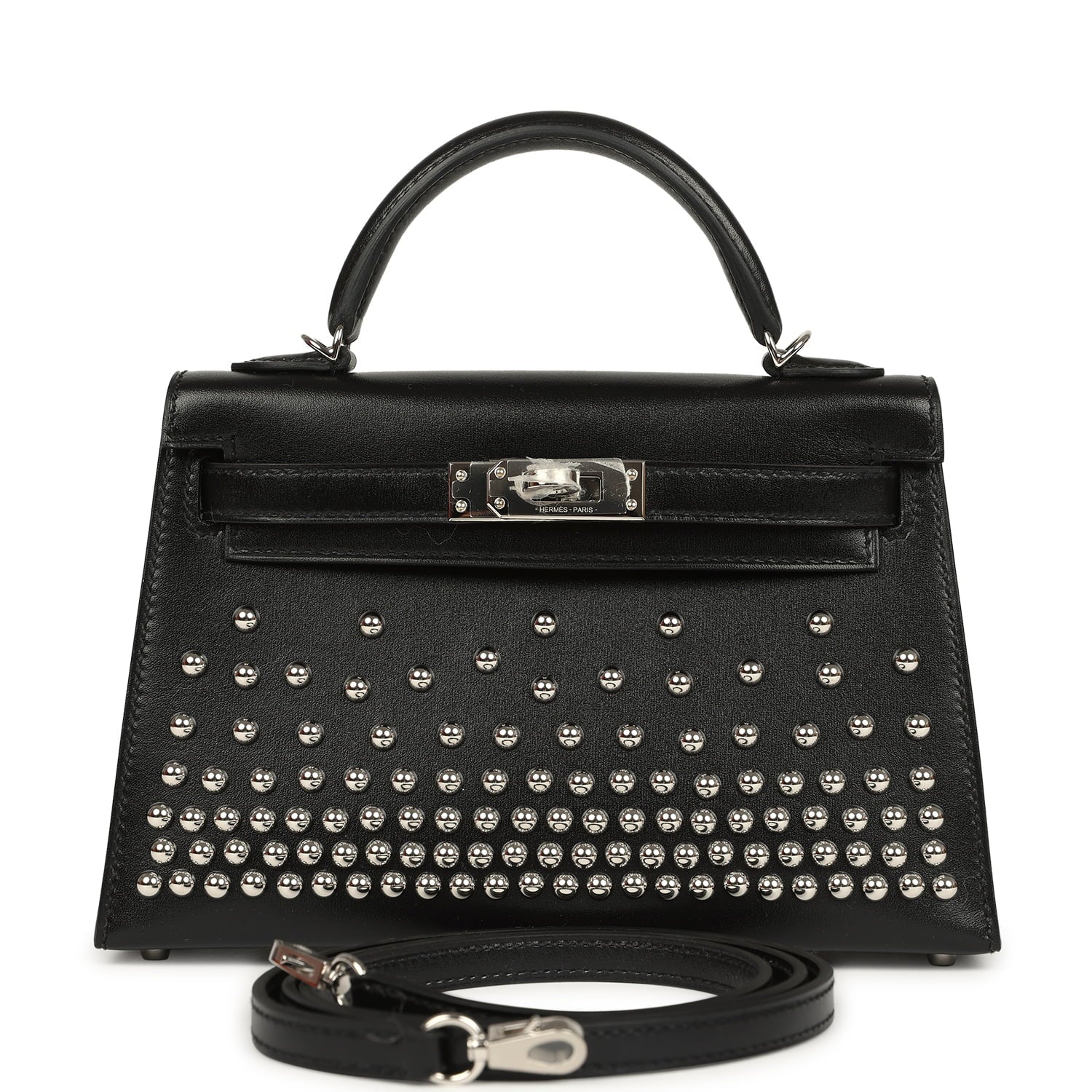 Hermes Kelly Sellier 20 Clouté Black Box Palladium Hardware