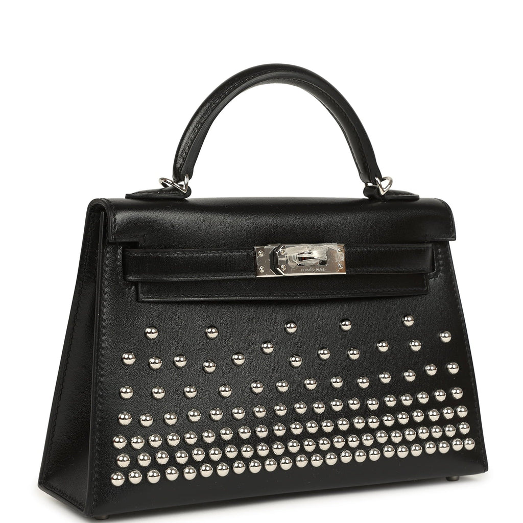 Hermes Kelly Sellier 20 Clouté Black Box Palladium Hardware