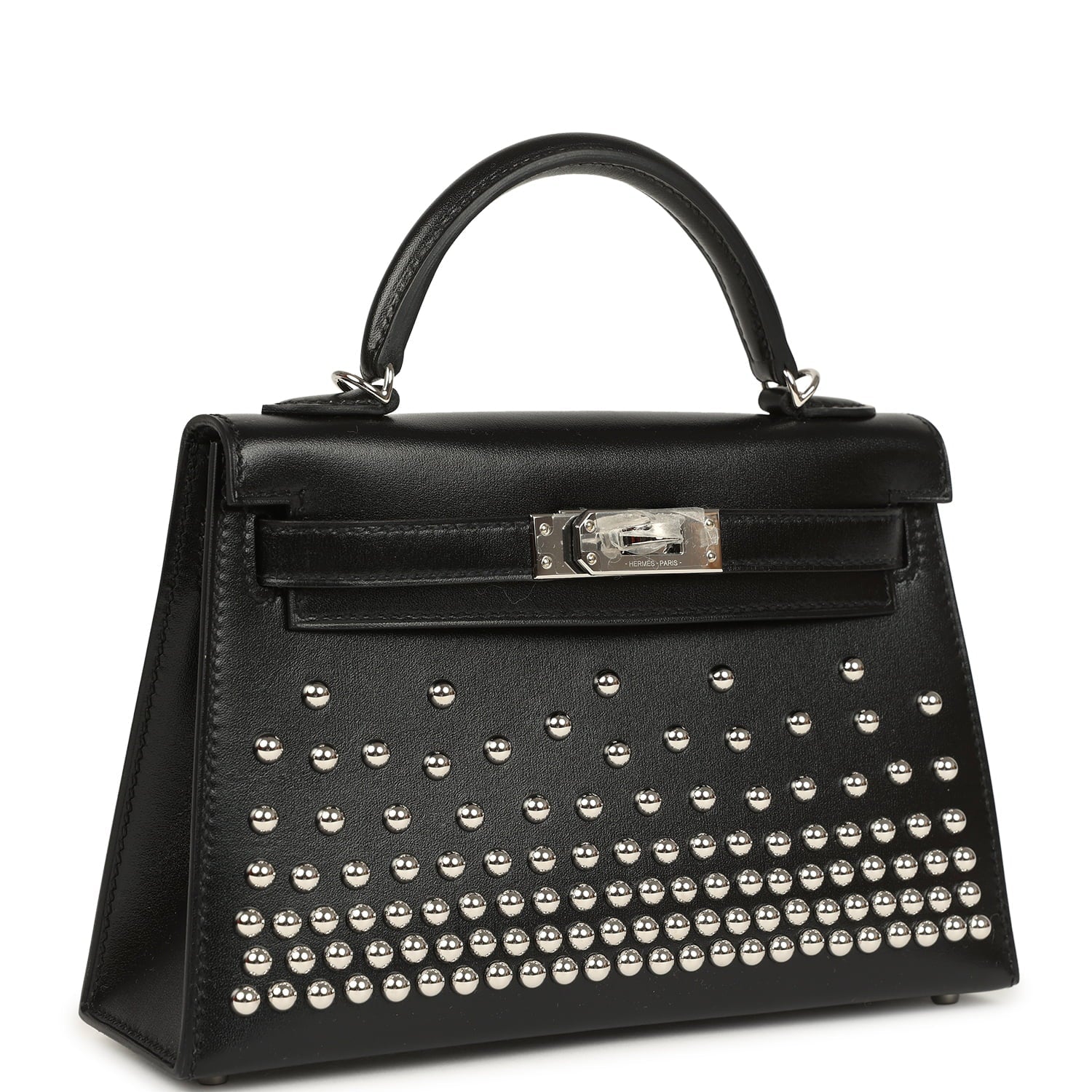 Hermes Kelly Sellier 20 Clouté Black Box Palladium Hardware