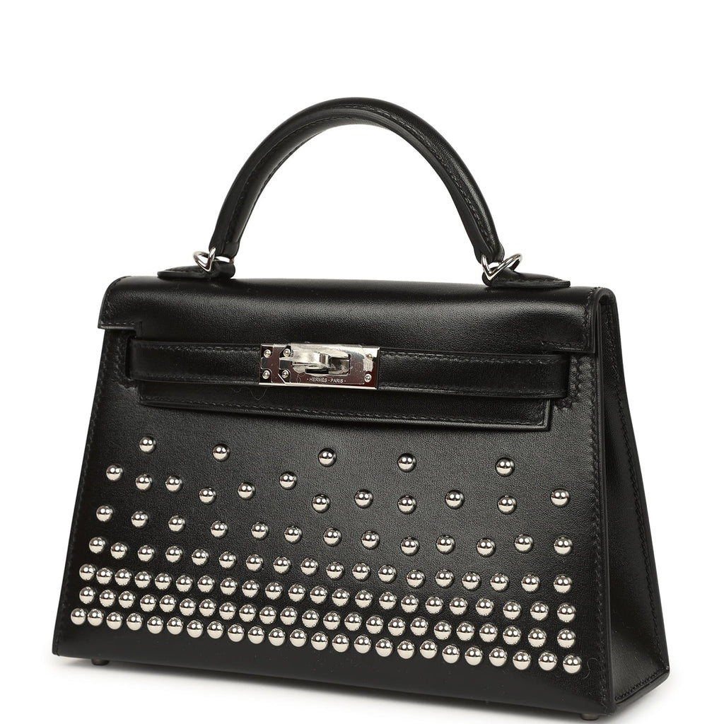 Hermes Kelly Sellier 20 Clouté Black Box Palladium Hardware