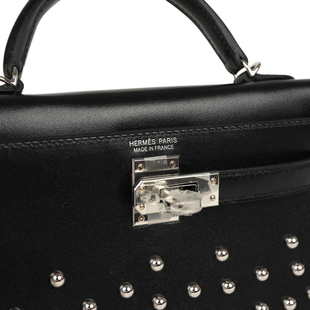 Hermes Kelly Sellier 20 Clouté Black Box Palladium Hardware