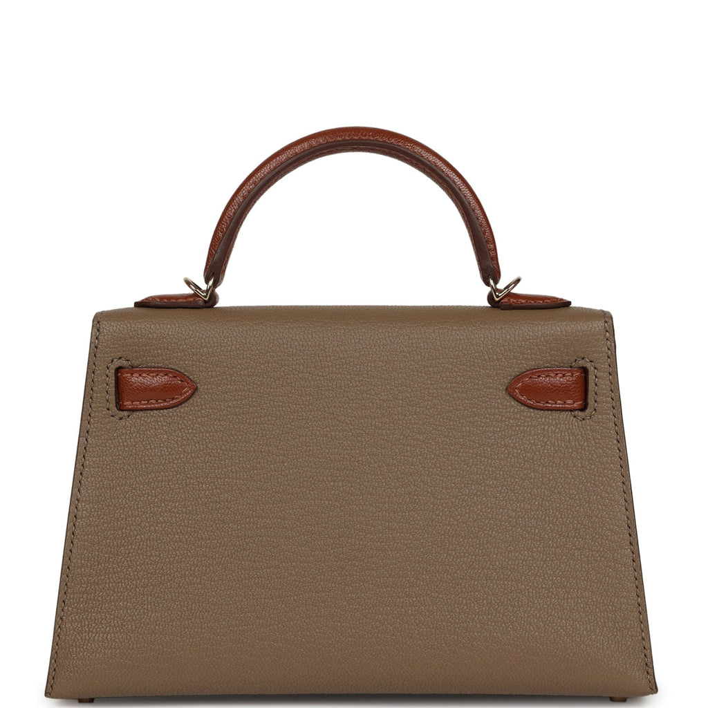 Hermes Special Order (HSS) Kelly Sellier 20 Etoupe and Havane Chevre Mysore Permabrass Hardware