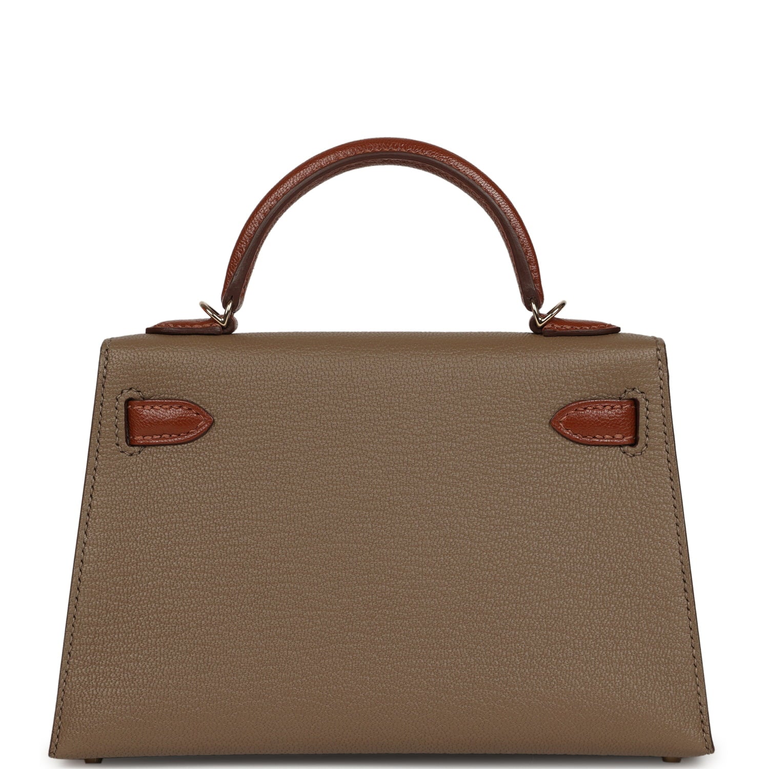 Hermes Special Order (HSS) Kelly Sellier 20 Etoupe and Havane Chevre Mysore Permabrass Hardware