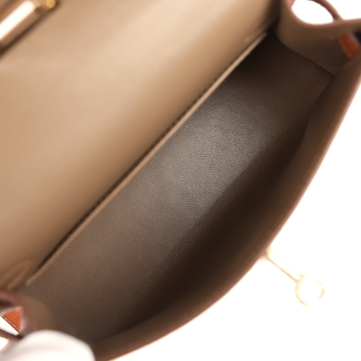 Hermes Special Order (HSS) Kelly Sellier 20 Etoupe and Havane Chevre Mysore Permabrass Hardware