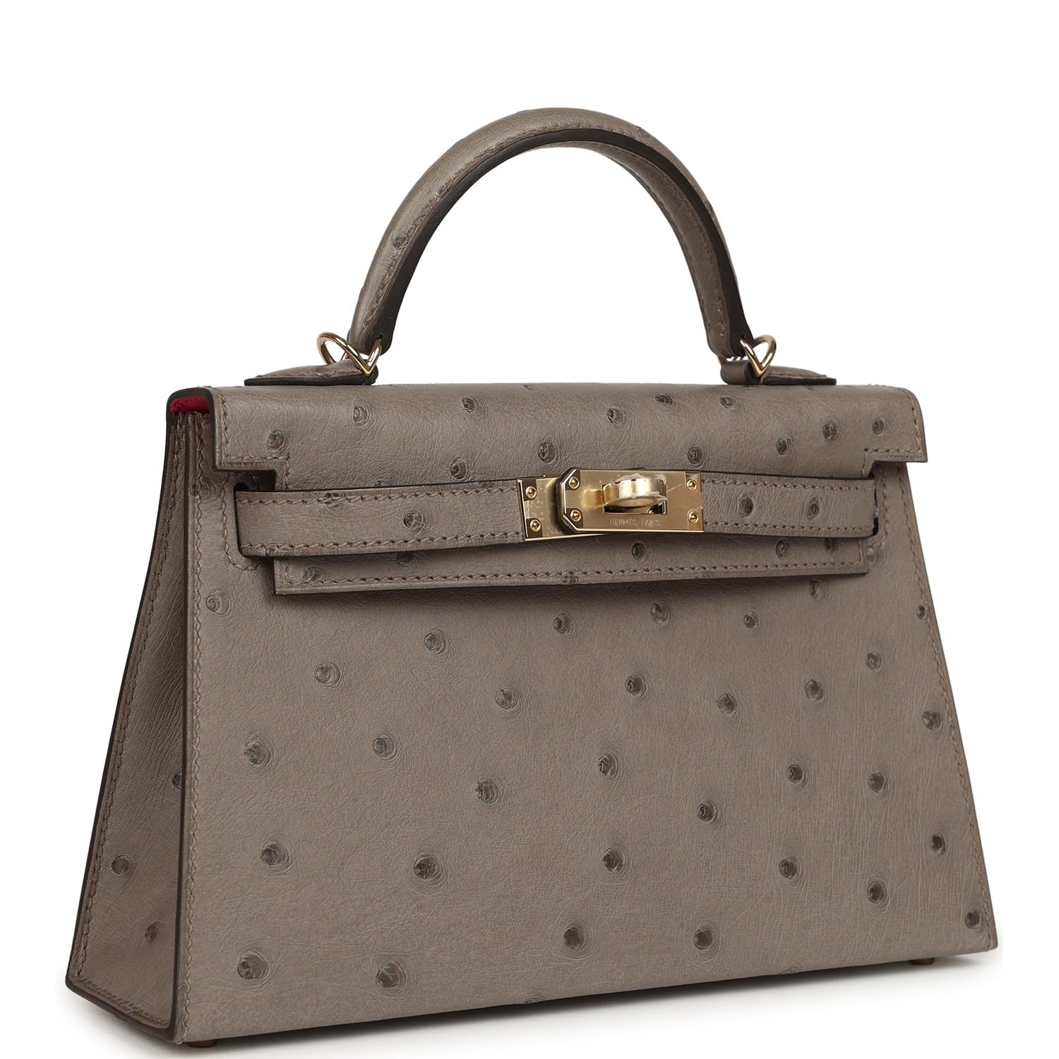Hermes Special Order (HSS) Kelly Sellier 20 Graphite Verso Ostrich Permabrass Hardware