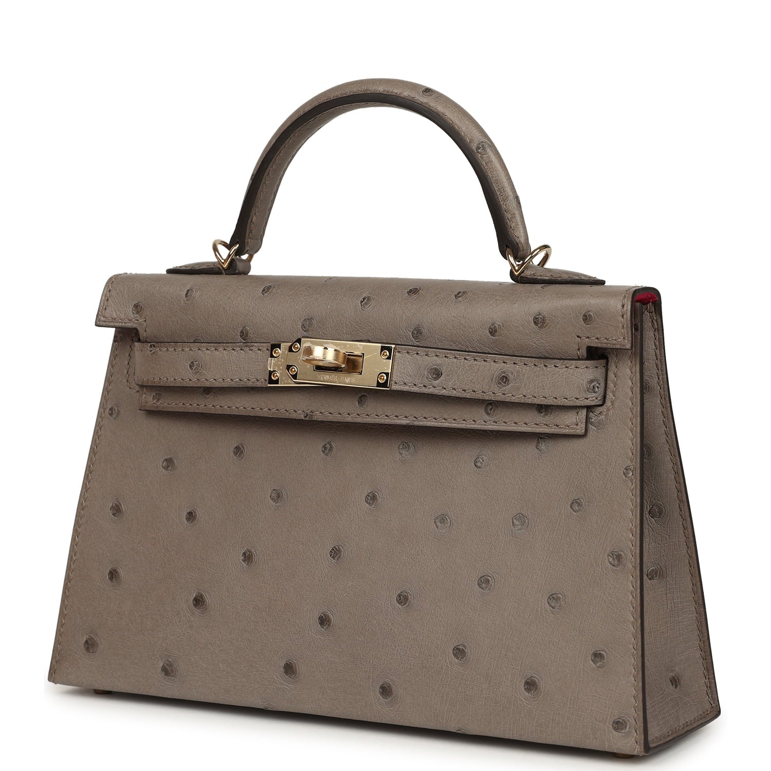 Hermes Special Order (HSS) Kelly Sellier 20 Graphite Verso Ostrich Permabrass Hardware
