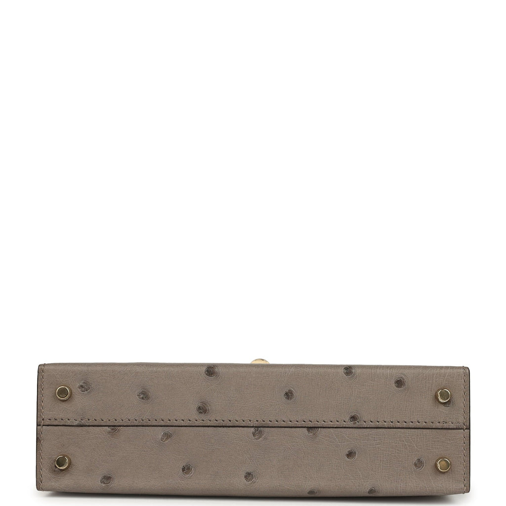 Hermes Special Order (HSS) Kelly Sellier 20 Graphite Verso Ostrich Permabrass Hardware