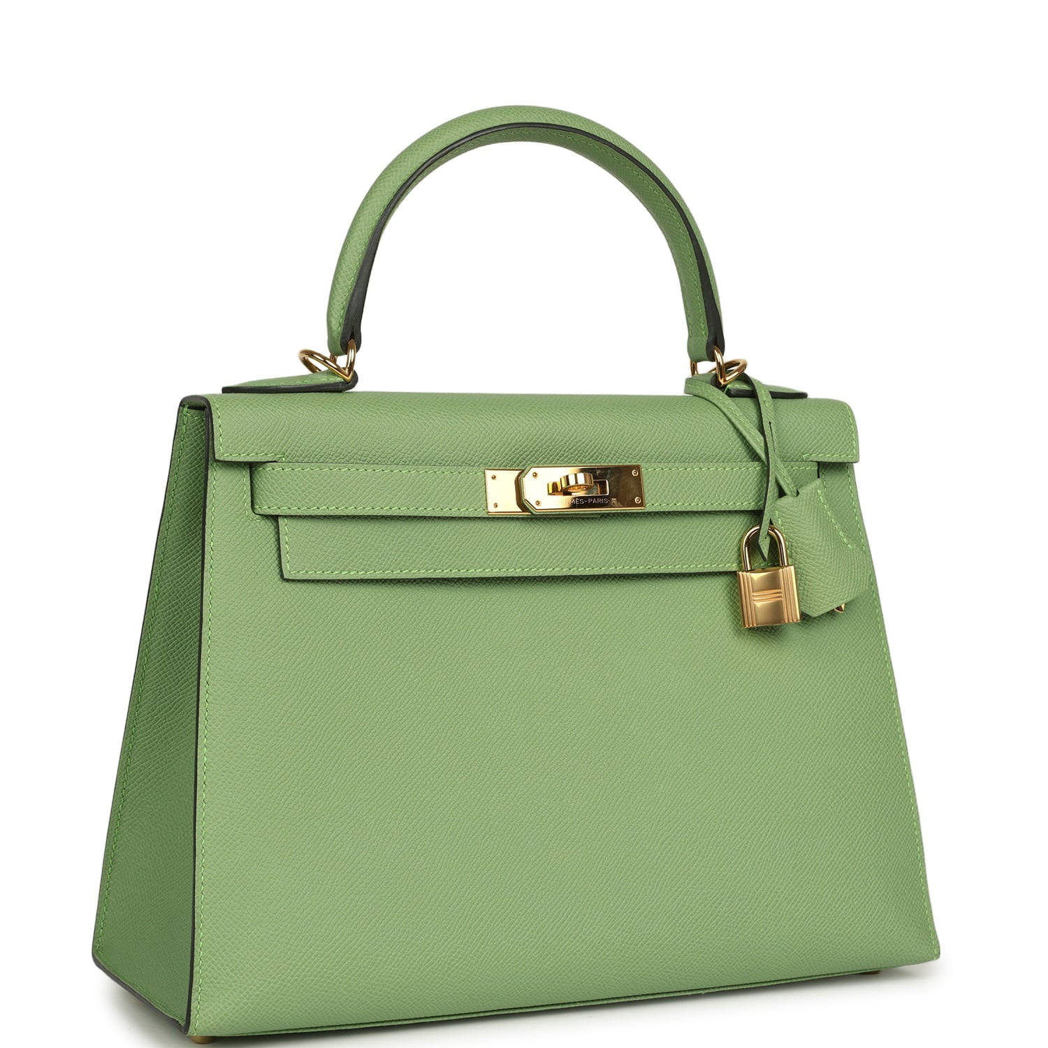 Pre-owned Hermes Kelly Sellier 28 Vert Criquet Epsom Gold Hardware