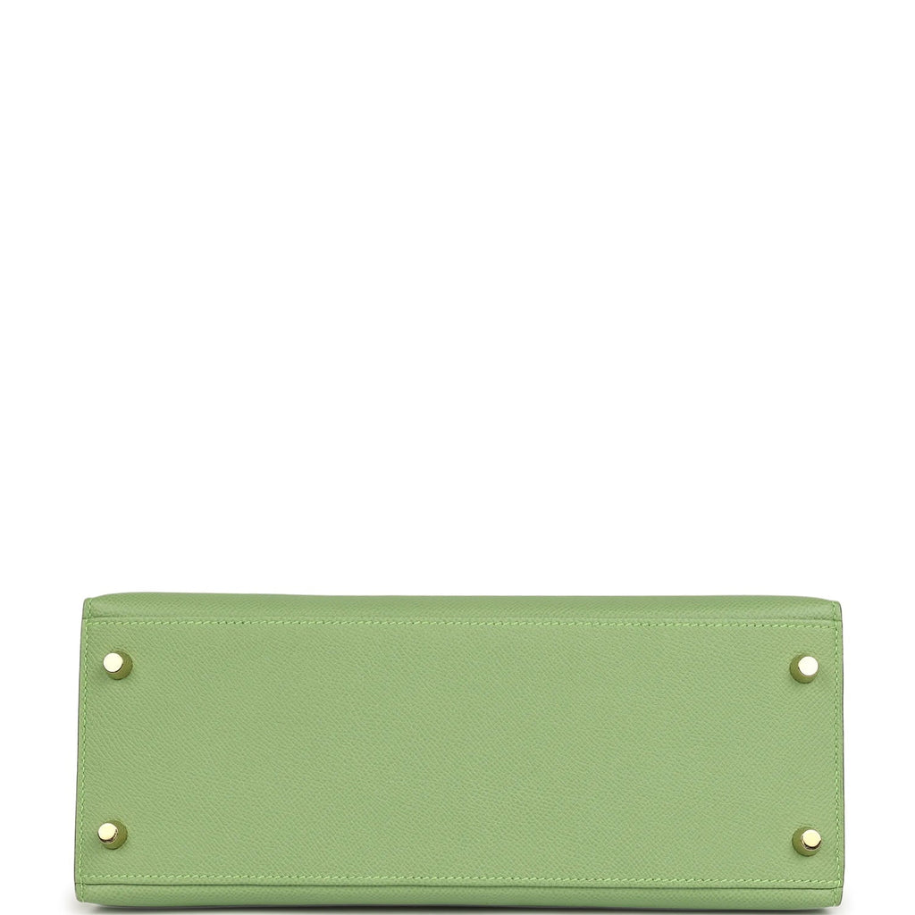 Pre-owned Hermes Kelly Sellier 28 Vert Criquet Epsom Gold Hardware